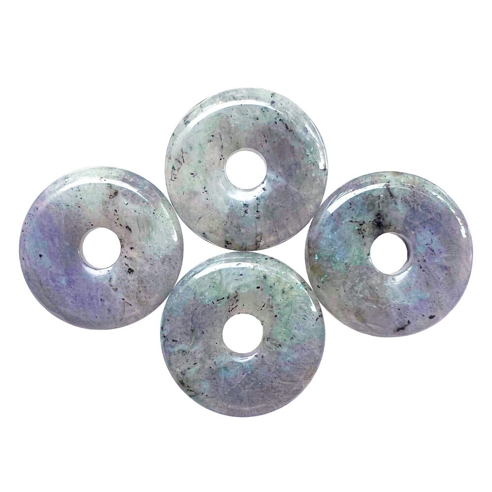 7570 Large Hole 7mm Crystal Donut Coin Circle Rings, Healing Chakra
